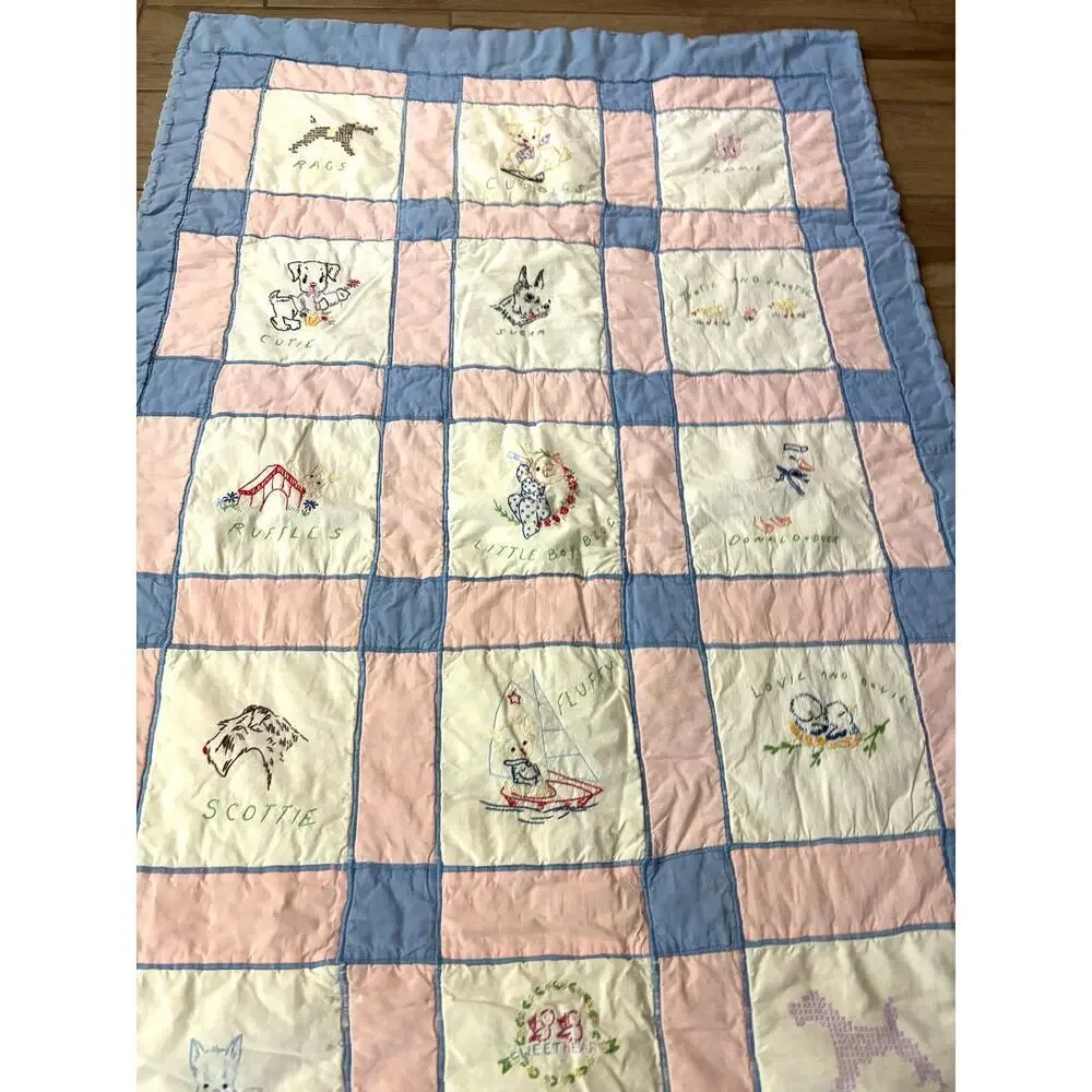 VTG Colorful Patchwork Alphabet Quilt Throw Wall‎ Decor 50